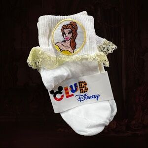 Princess Belle ~Beauty and the Beast~ Infant socks lace trim {VTG CLUB DISNEY!}